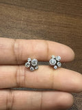 Natural Diamond 1.00 Carat Bezel Set Bubble Stud Earrings in 18K White Gold