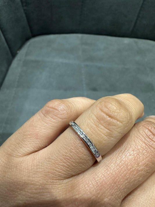 18K White Gold Channel Set Half Eternity Ring in Round Natural Diamond