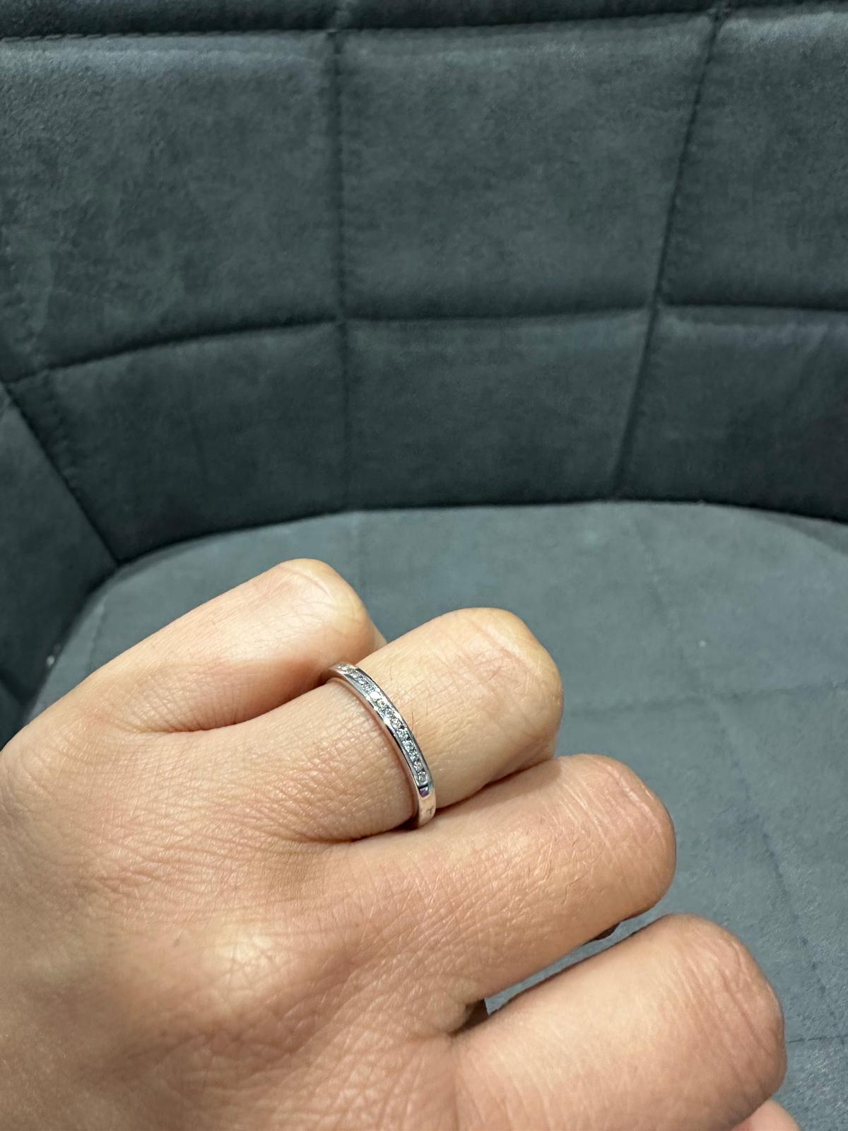 18K White Gold Channel Set Half Eternity Ring in Round Natural Diamond