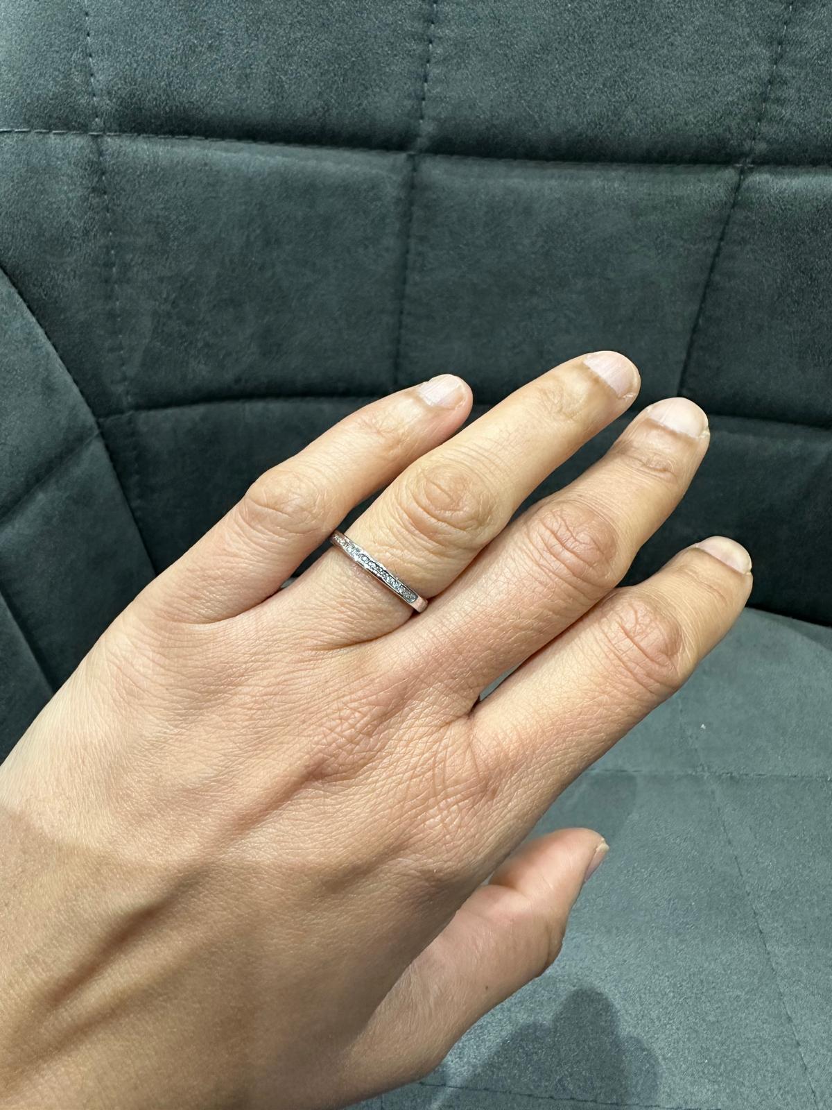 18K White Gold Channel Set Half Eternity Ring in Round Natural Diamond