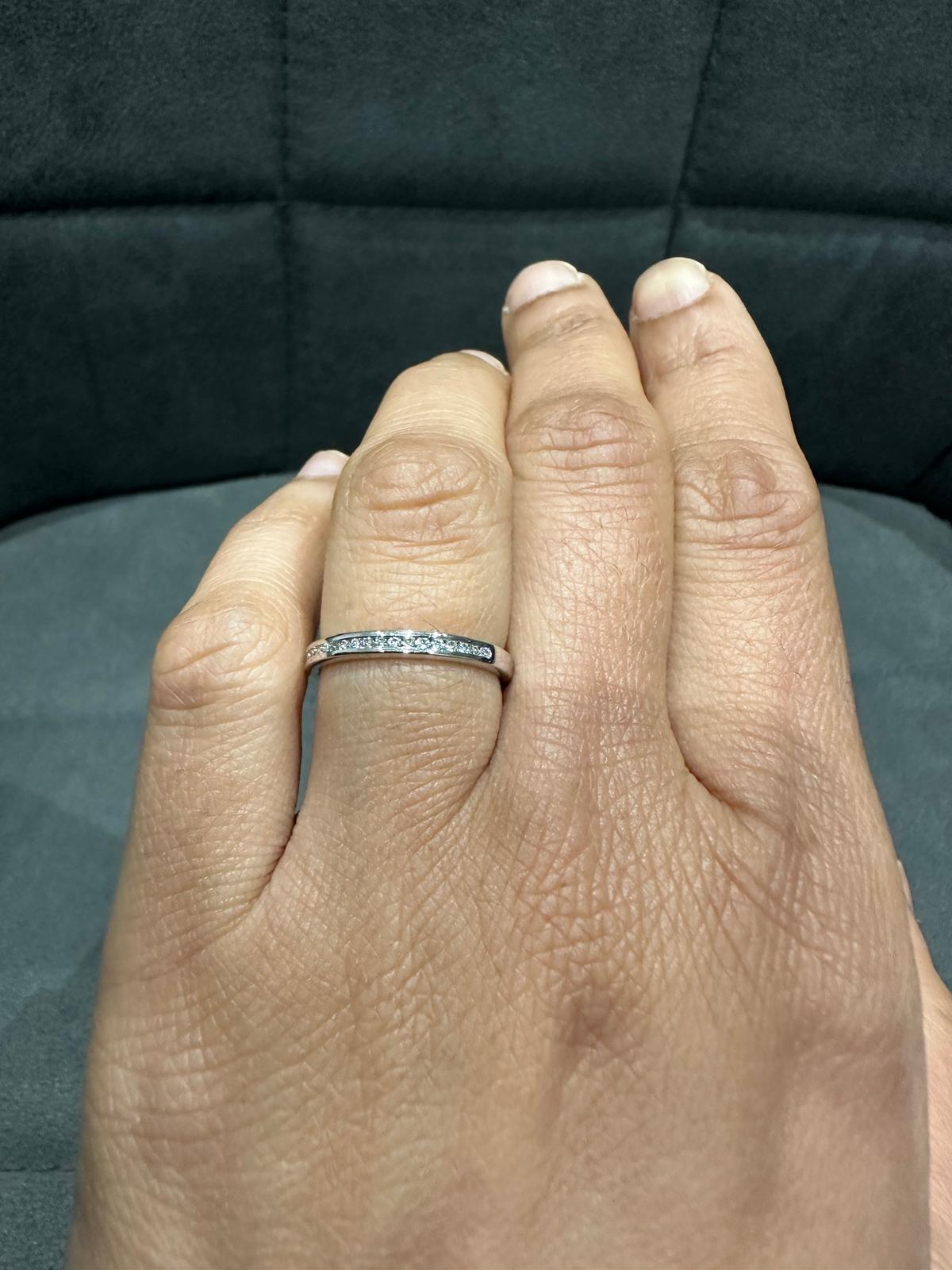 18K White Gold Channel Set Half Eternity Ring in Round Natural Diamond