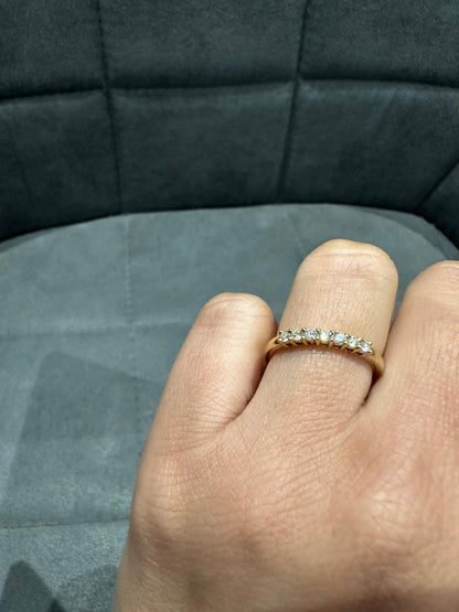 Natural Diamond Prong Set 7 Stone Ring in 9KT Yellow Gold for Women