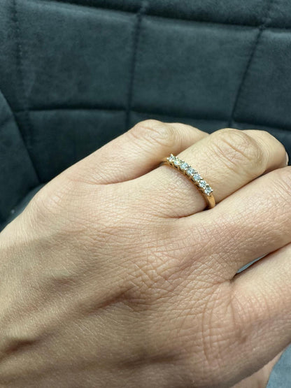 Natural Diamond Prong Set 7 Stone Ring in 9KT Yellow Gold for Women