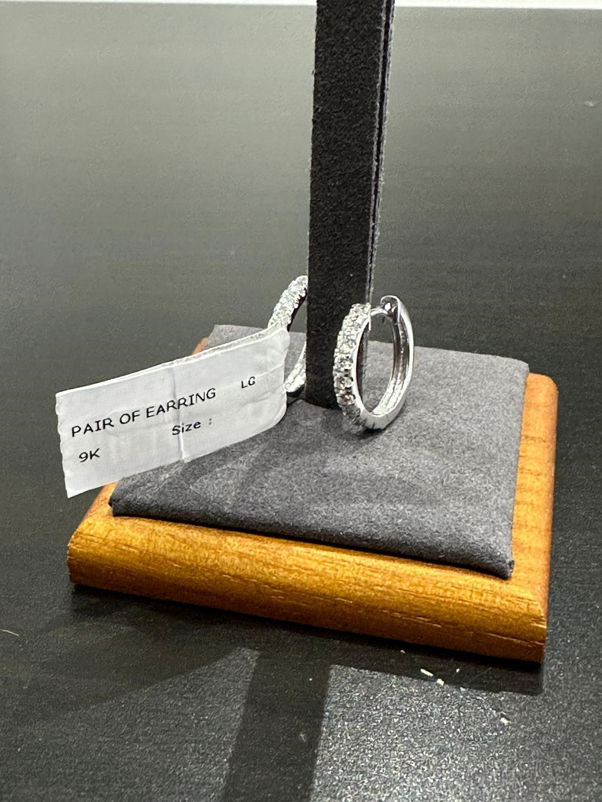 Round Cut Lab Grown Diamond Micro Pave Set Huggie Hoop Earring in 9K White Gold