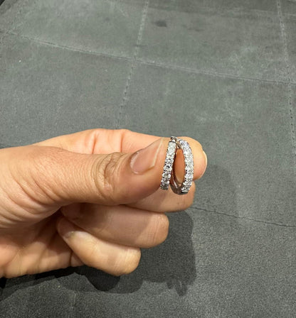 Round Cut Lab Grown Diamond Micro Pave Set Huggie Hoop Earring in 9K White Gold