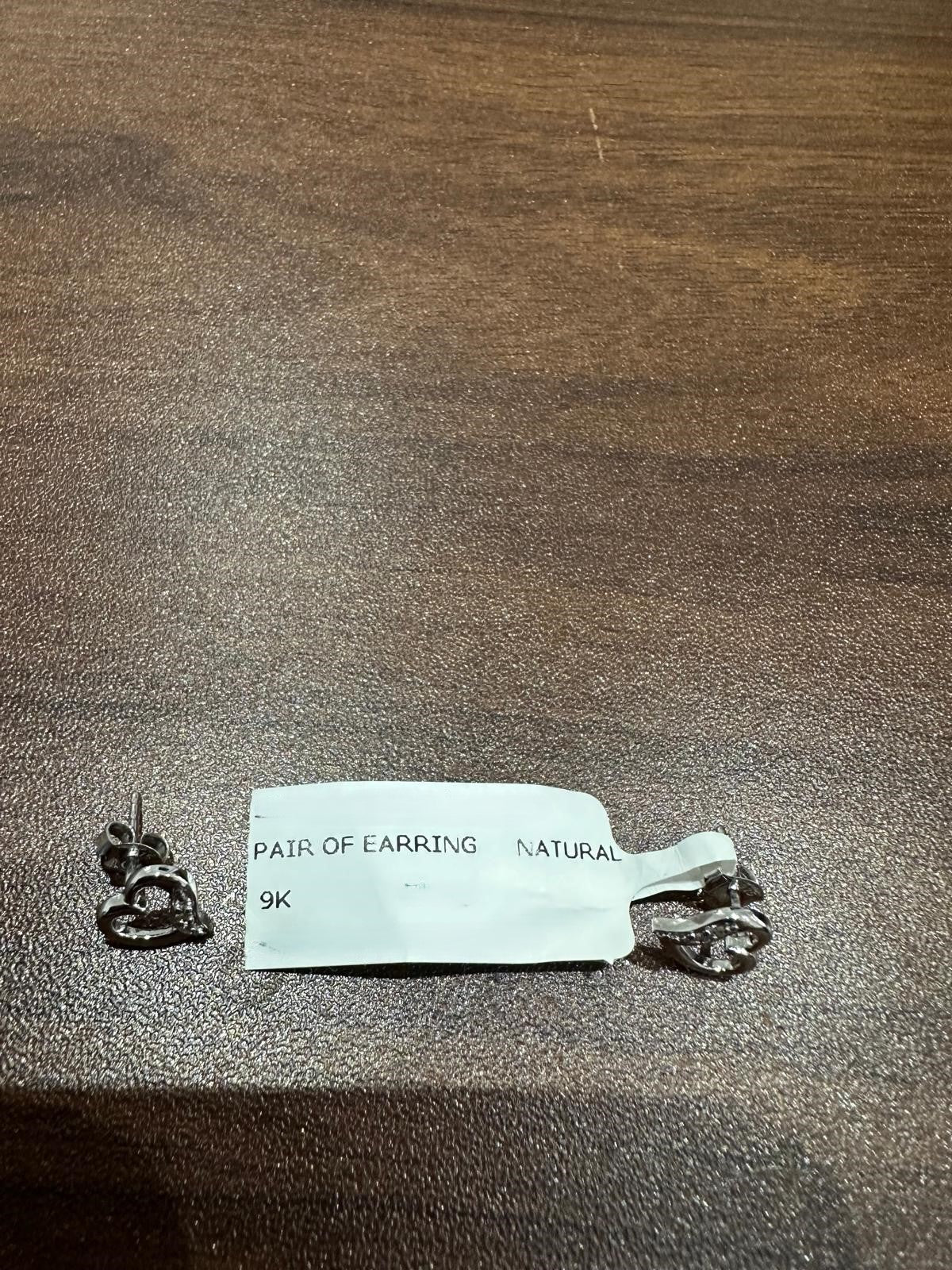 Natural Round Cut Pave Diamond Heart Shape Stud Earrings in 9K White Gold