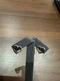 Natural Round Cut Pave Diamond Heart Shape Stud Earrings in 9K White Gold