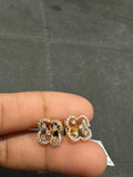 0.40 Carat Natural Diamond Clover Shape 18K Yellow Gold Stud Earring for Women