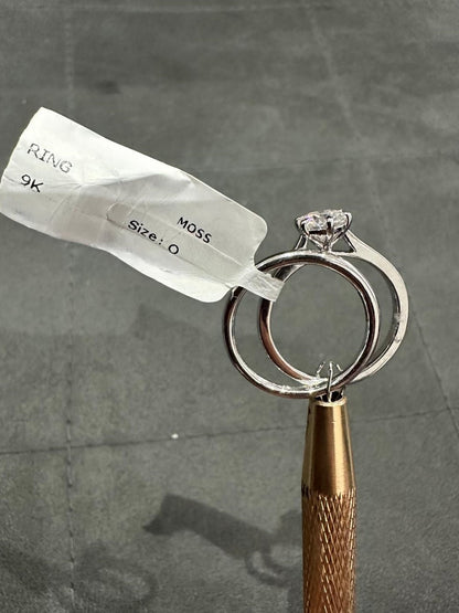 1.0Ct Six Prong Solitaire Wedding Ring Set Crafted in 9K White Gold