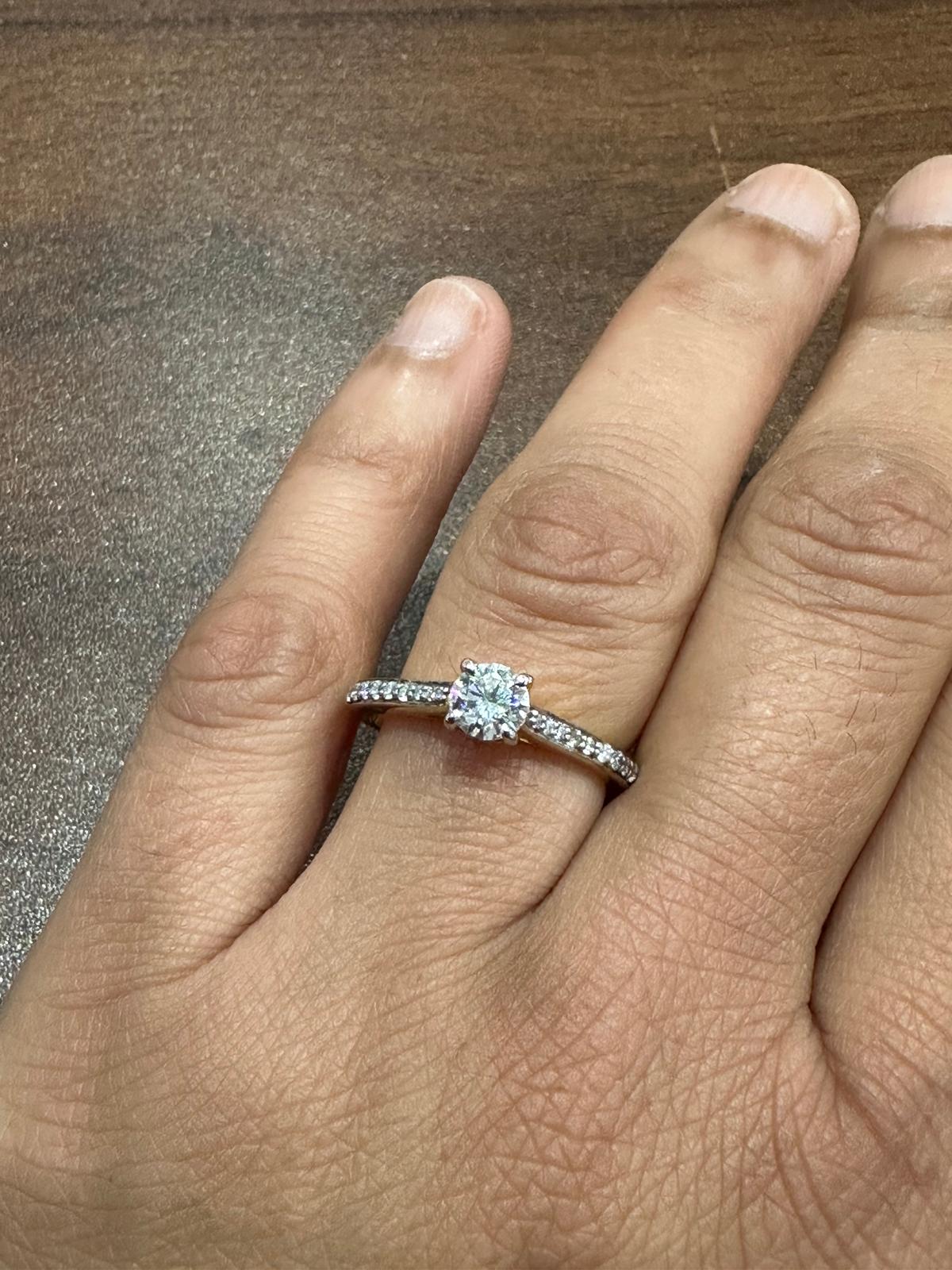 Solitaire Round Cut Moissanite Halo Engagement Ring in 9K Yellow Gold