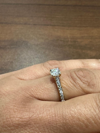 Solitaire Round Cut Moissanite Halo Engagement Ring in 9K Yellow Gold