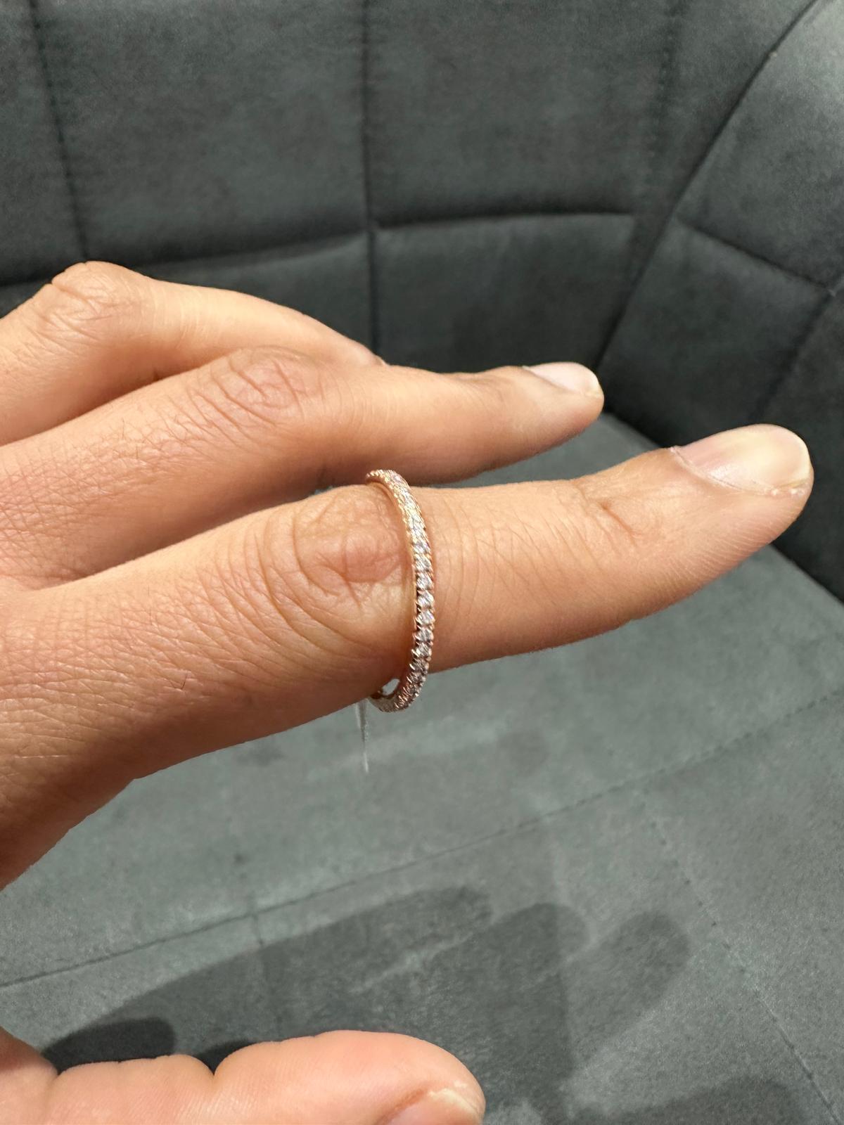 9KT Rose Gold Micro Pave Set Lab Grown Diamond Half Eternity Ring for Women