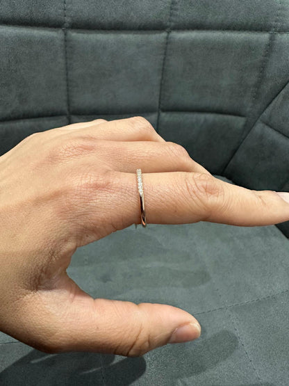 9KT Rose Gold Micro Pave Set Lab Grown Diamond Half Eternity Ring for Women