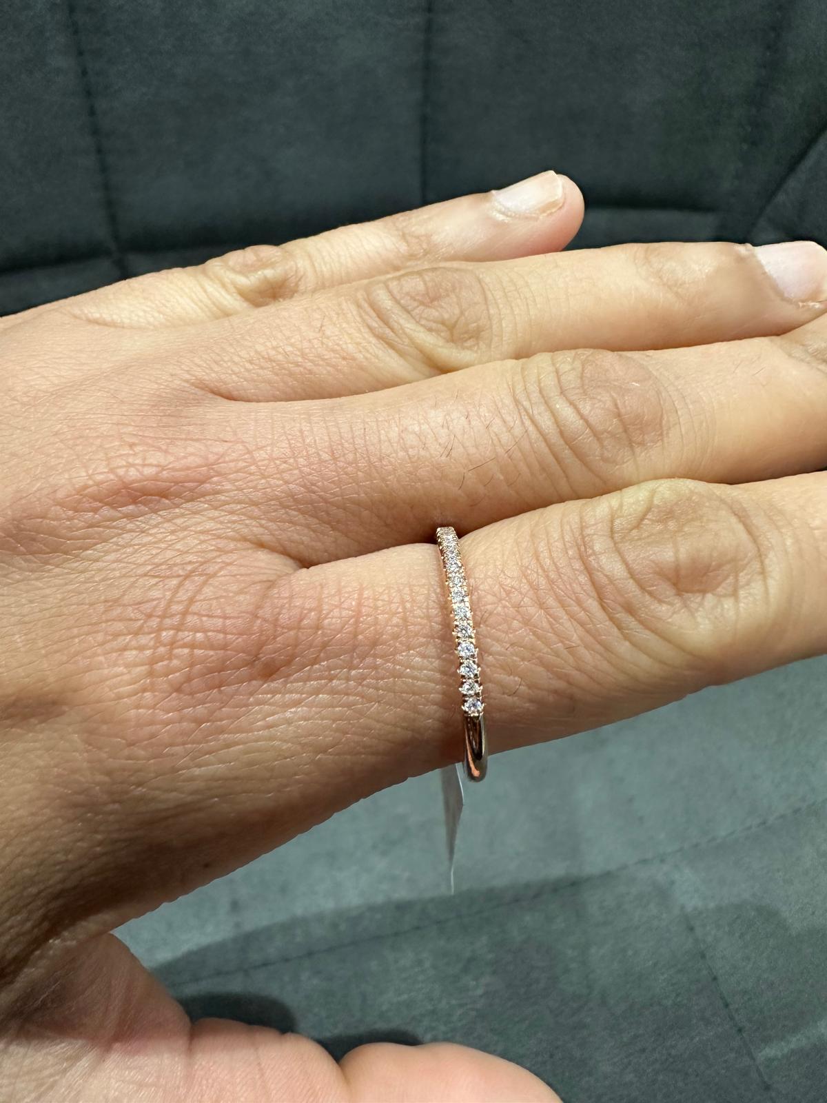 9KT Rose Gold Micro Pave Set Lab Grown Diamond Half Eternity Ring for Women