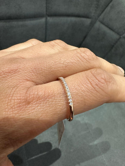 9KT Rose Gold Micro Pave Set Lab Grown Diamond Half Eternity Ring for Women