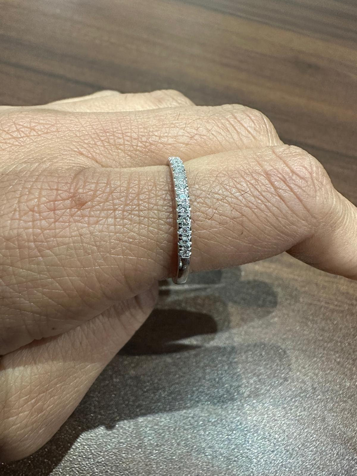 9K White Gold Round Cut Lab Grown Diamond Half Eternity Ring for Women