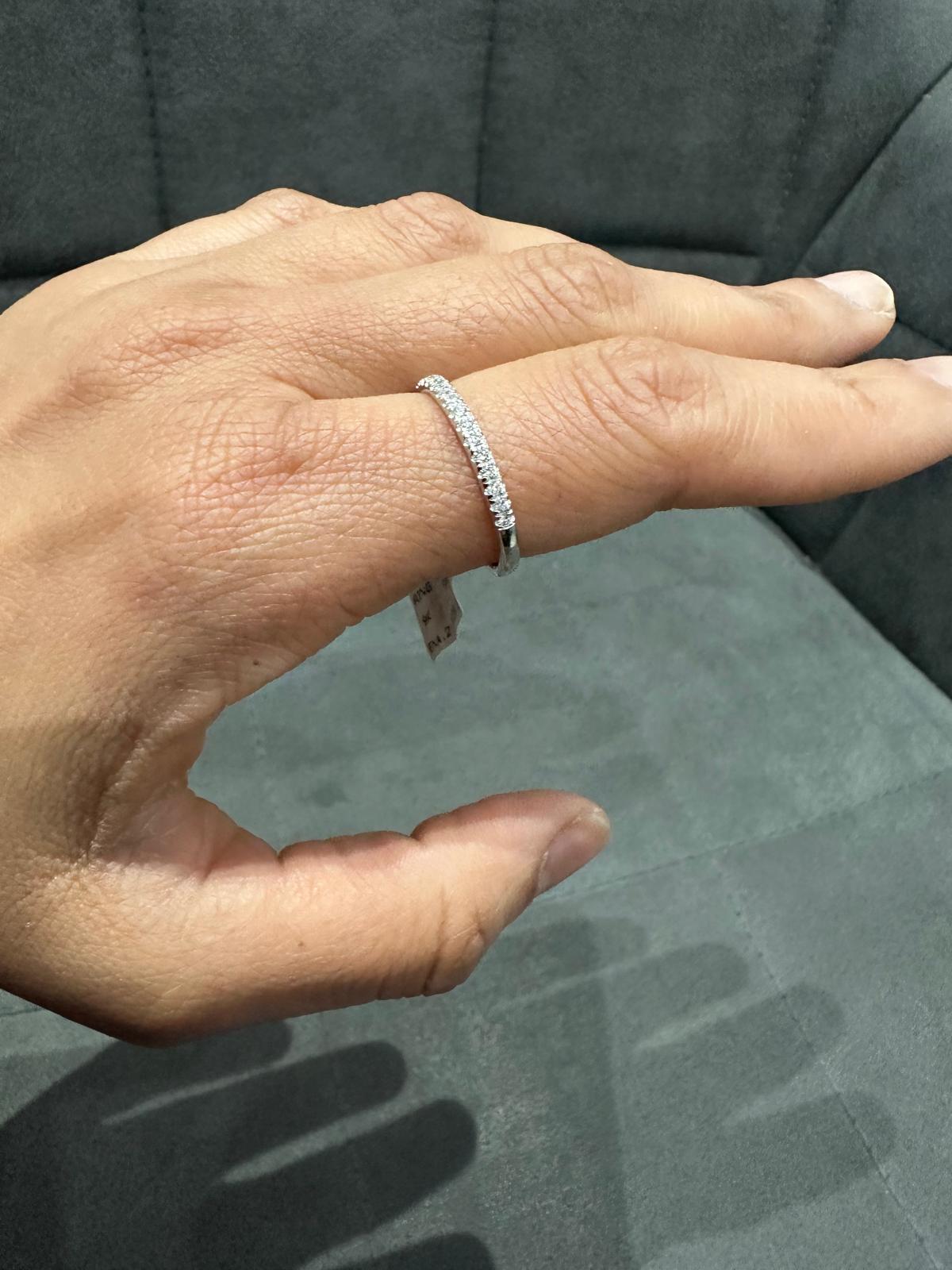 9K White Gold Round Cut Lab Grown Diamond Half Eternity Ring for Women