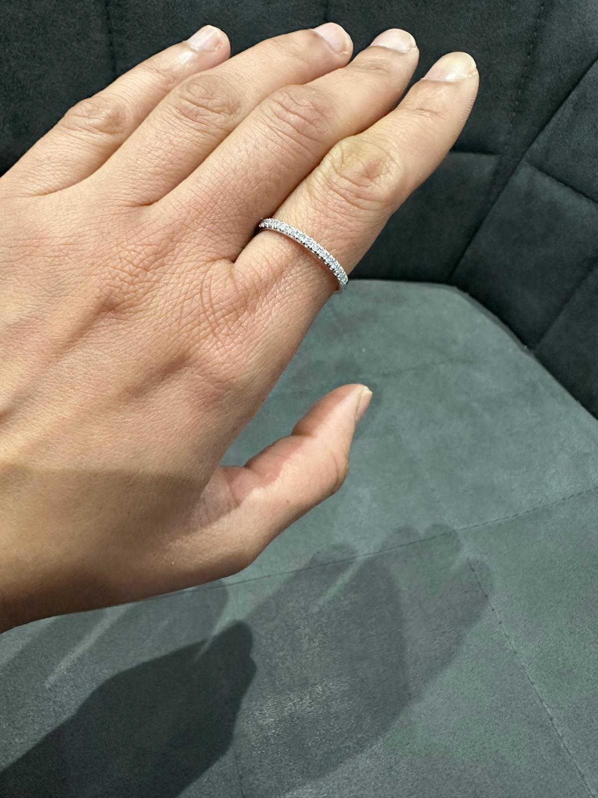 9K White Gold Round Cut Lab Grown Diamond Half Eternity Ring for Women