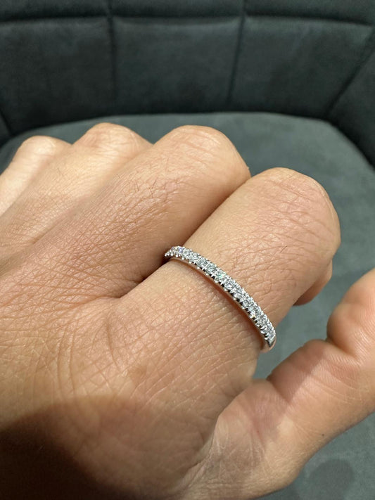 9K White Gold Round Cut Lab Grown Diamond Half Eternity Ring for Women