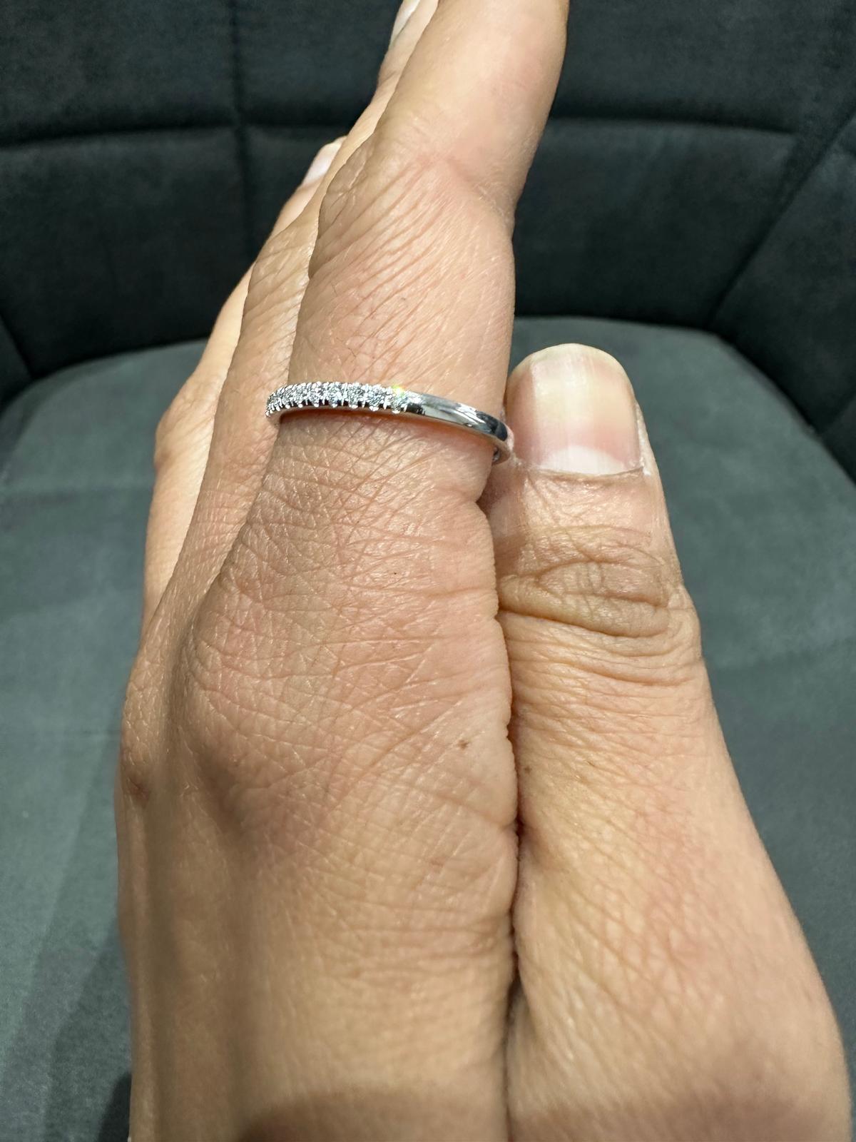 9K White Gold Round Cut Lab Grown Diamond Half Eternity Ring for Women