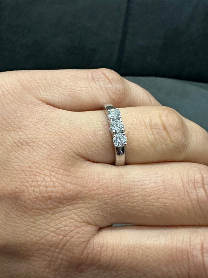Three-Stone Lab-Grown Diamond Engagement Ring in 925 Sterling Silver