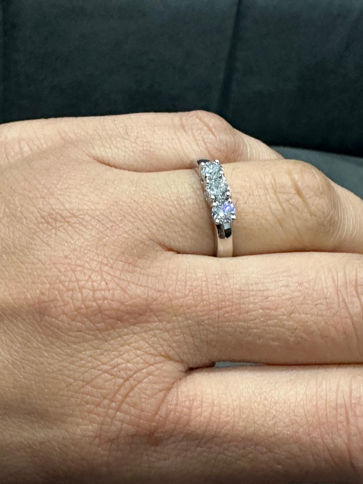 Three-Stone Lab-Grown Diamond Engagement Ring in 925 Sterling Silver