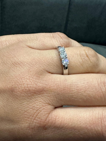 Three-Stone Lab-Grown Diamond Engagement Ring in 925 Sterling Silver