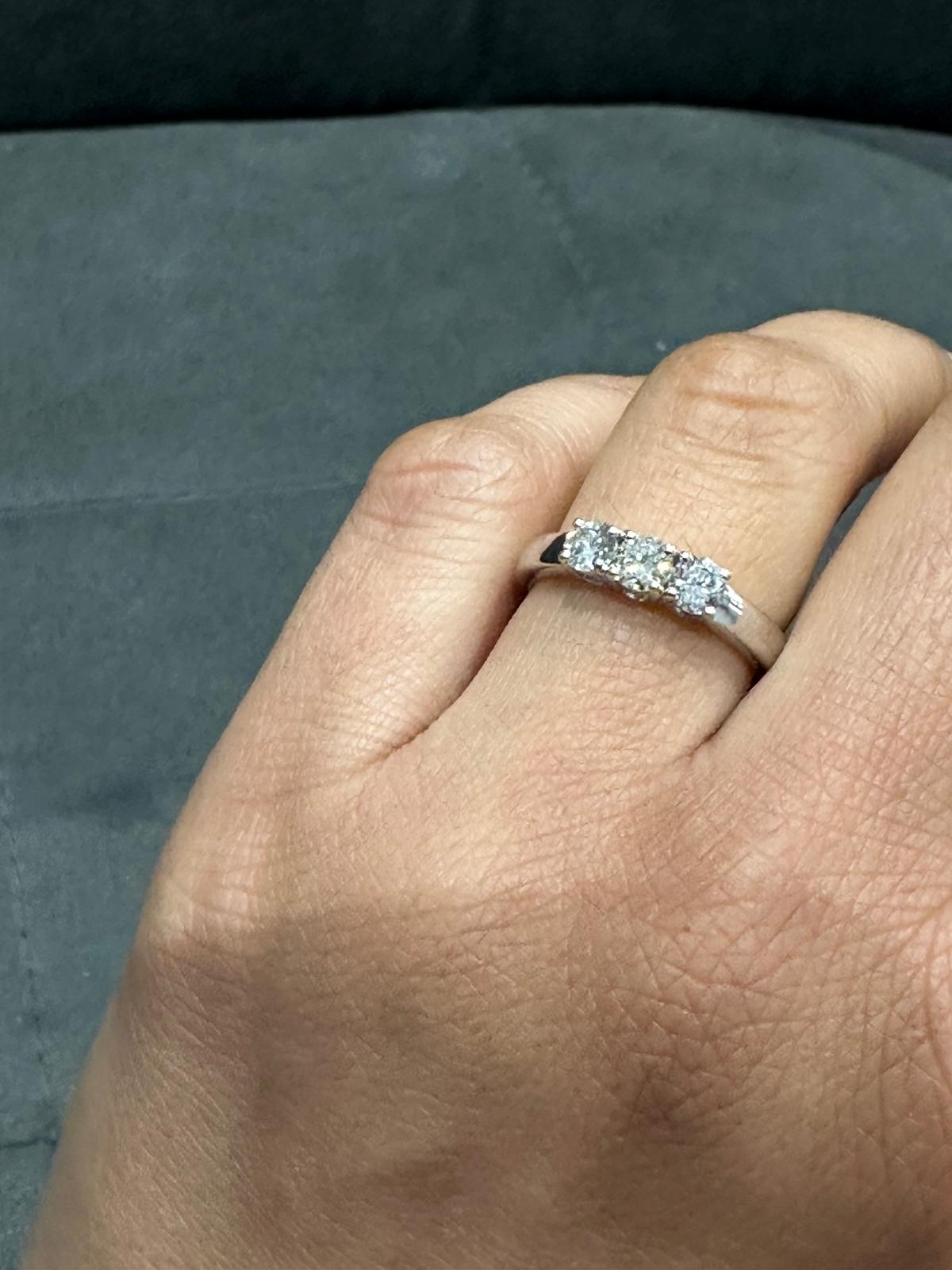 Three-Stone Lab-Grown Diamond Engagement Ring in 925 Sterling Silver