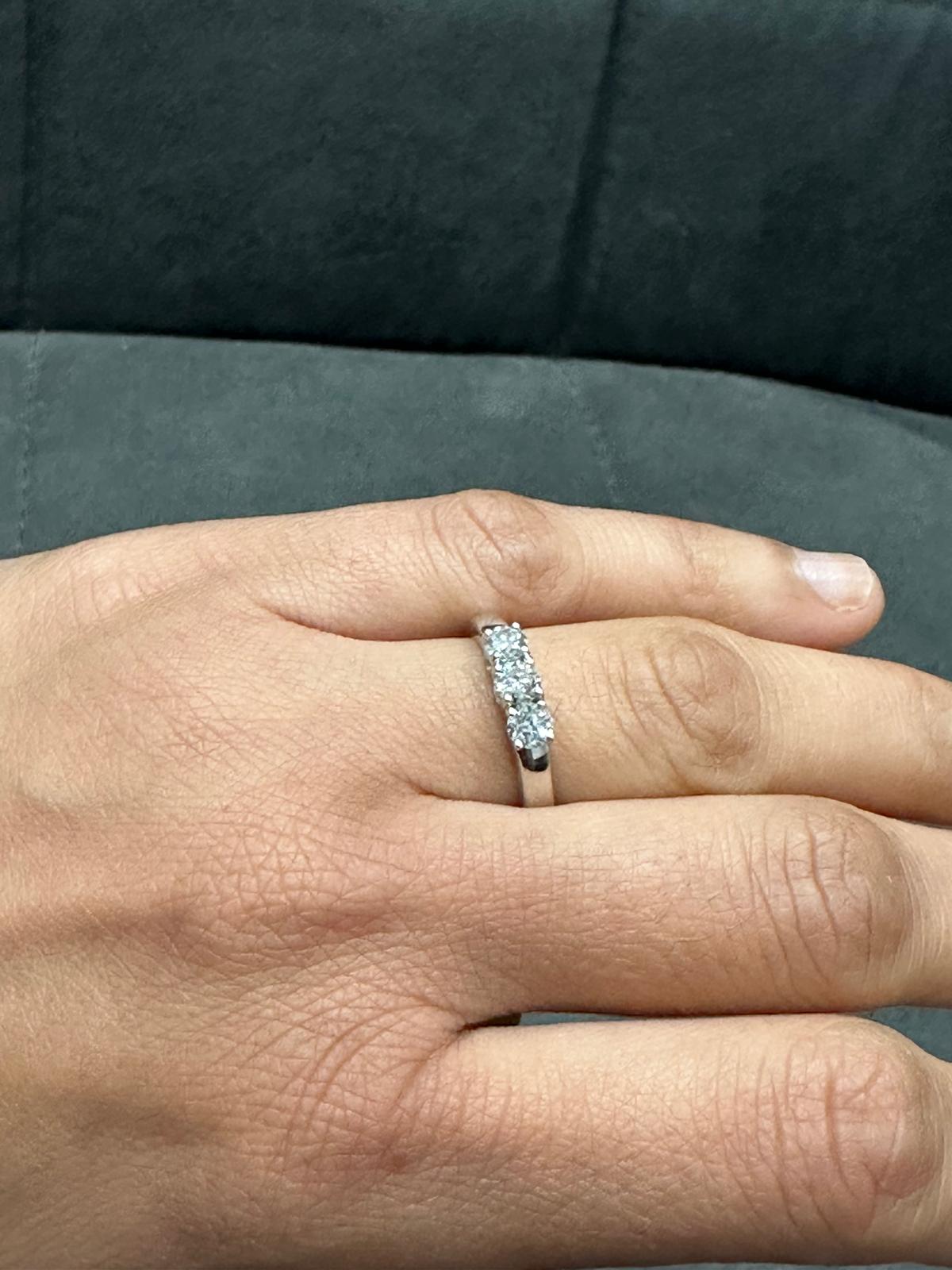 Three-Stone Lab-Grown Diamond Engagement Ring in 925 Sterling Silver