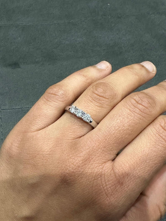 Three-Stone Lab-Grown Diamond Engagement Ring in 925 Sterling Silver