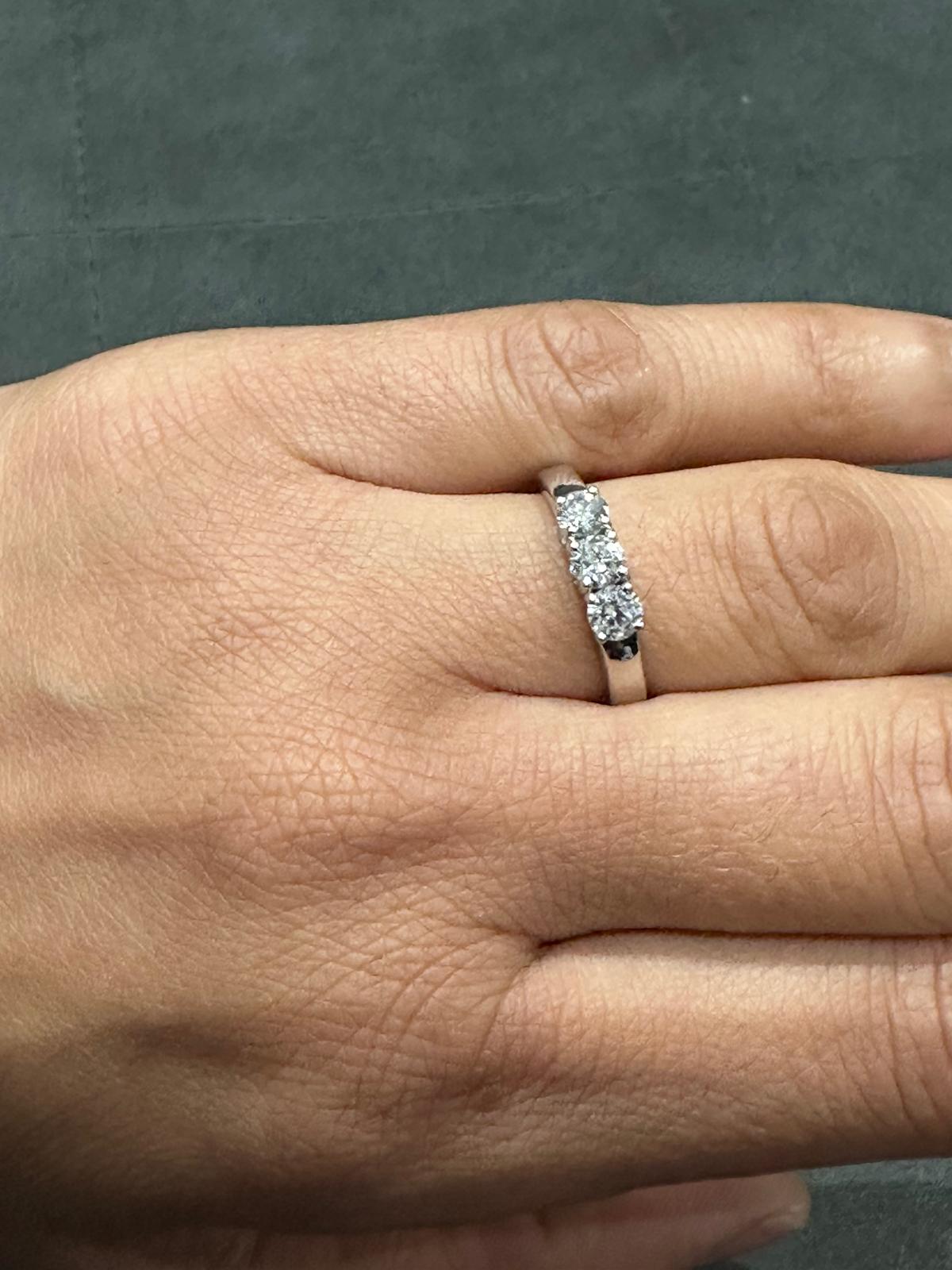 Three-Stone Lab-Grown Diamond Engagement Ring in 925 Sterling Silver