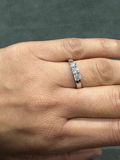 Three-Stone Lab-Grown Diamond Engagement Ring in 925 Sterling Silver