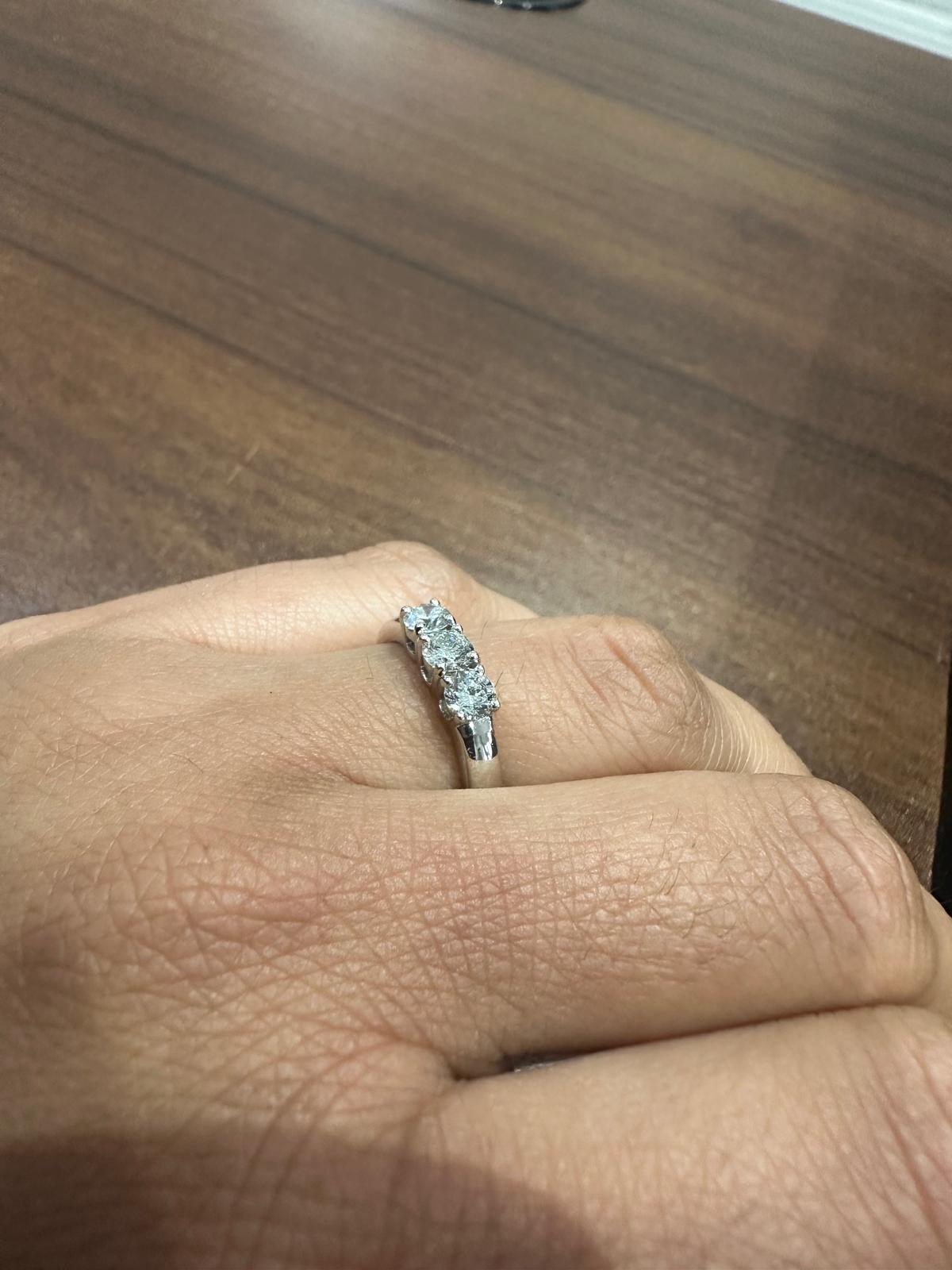 Three-Stone Lab-Grown Diamond Engagement Ring in 925 Sterling Silver