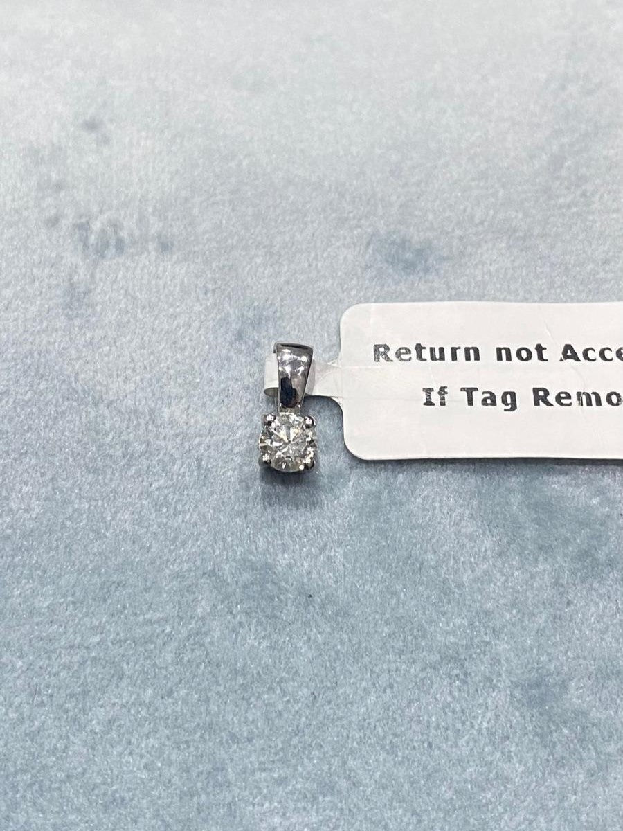 0.40Ct Round Natural Diamond Solitaire Pendant Crafted in 9K White Gold
