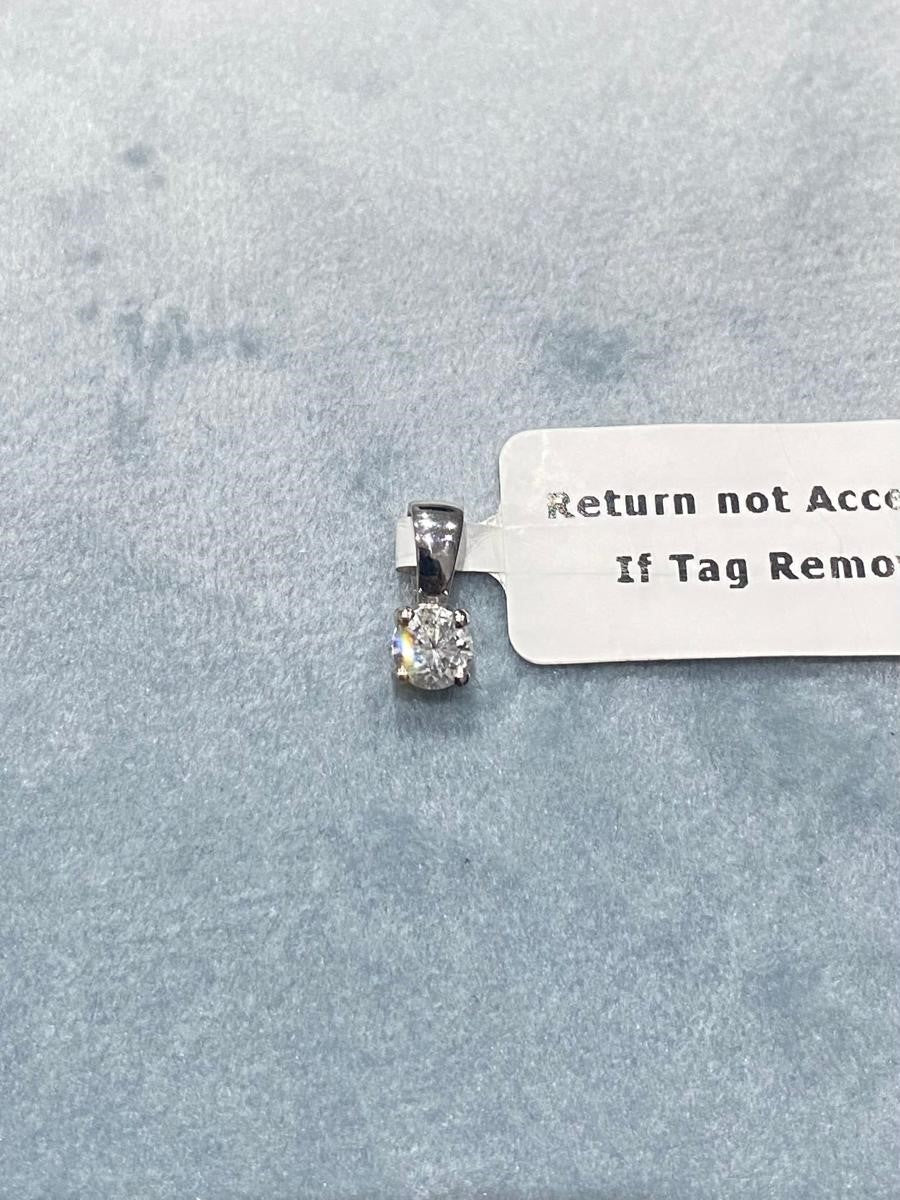 0.40Ct Round Natural Diamond Solitaire Pendant Crafted in 9K White Gold
