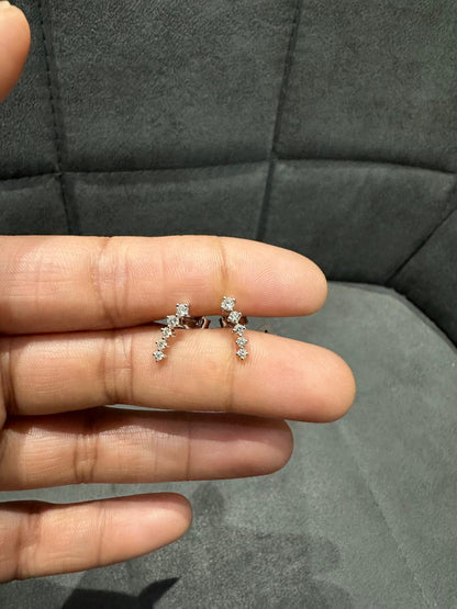 0.50 Carat Round Natural Diamond Bar Set Stud Earrings in 9K White Gold