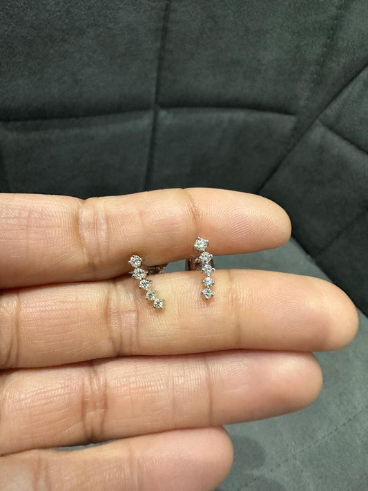 0.50 Carat Round Natural Diamond Bar Set Stud Earrings in 9K White Gold