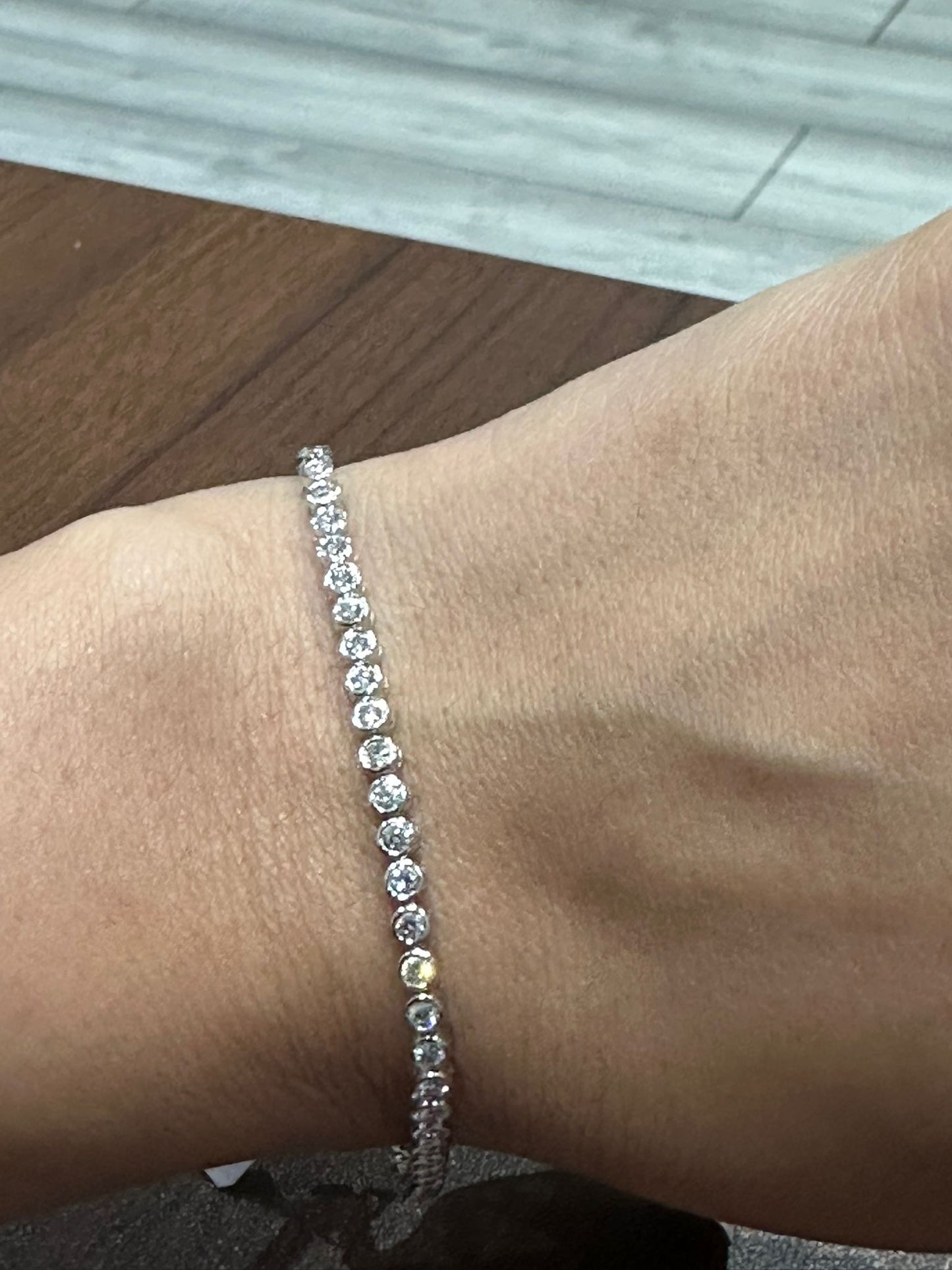 Lab Grown Diamond Round Cut Bezel Set Diamond Tennis Bracelet in 9K White Gold