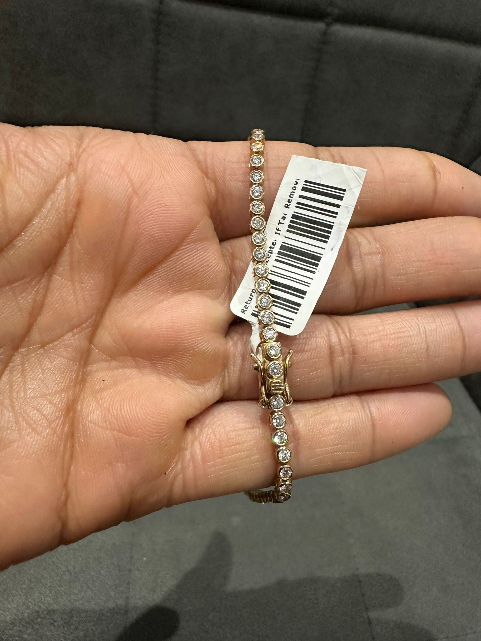 Round Cut 3.00 Carat Natural Diamond Tennis Bracelet in 9K Yellow Gold for Gift