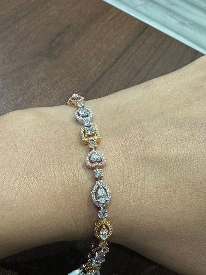 Fancy Shapes 6.00 Carat Natural Diamonds Bracelet in 14K Solid Gold | Luxurious Jewellery