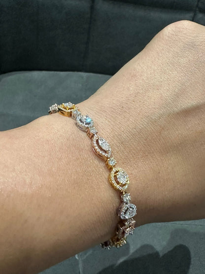 Fancy Shapes 6.00 Carat Natural Diamonds Bracelet in 14K Solid Gold | Luxurious Jewellery