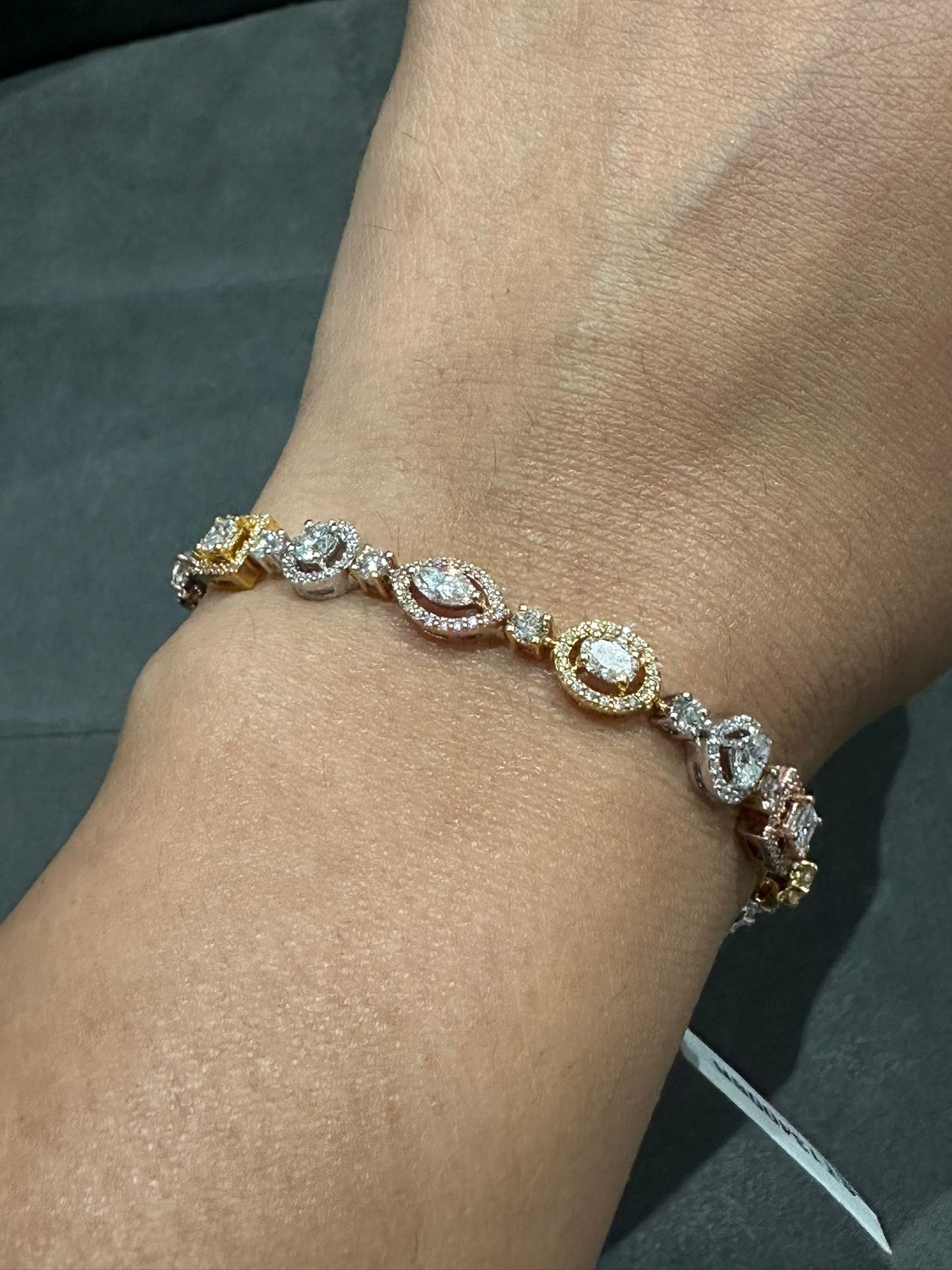 Fancy Shapes 6.00 Carat Natural Diamonds Bracelet in 14K Solid Gold | Luxurious Jewellery