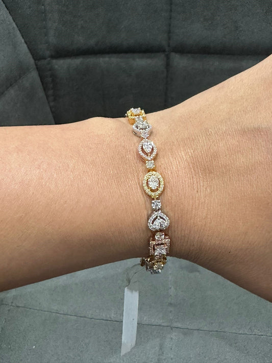 Fancy Shapes 6.00 Carat Natural Diamonds Bracelet in 14K Solid Gold | Luxurious Jewellery