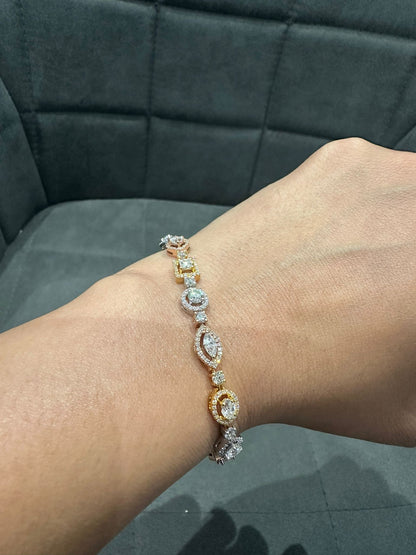 Fancy Shapes 6.00 Carat Natural Diamonds Bracelet in 14K Solid Gold | Luxurious Jewellery