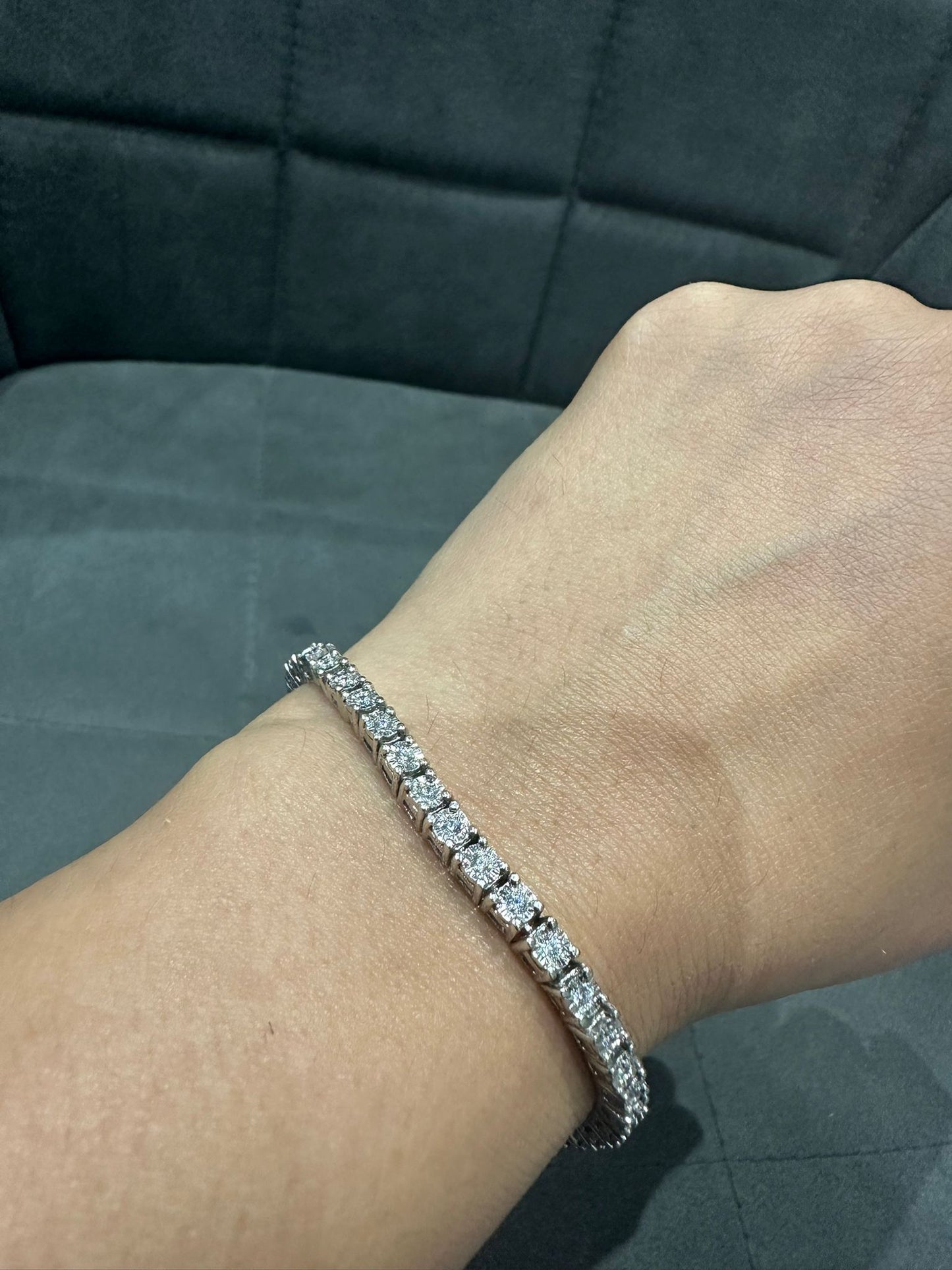 Lab Grown Diamond Illusion Set Tennis Bracelet in 925 Sterling Silver