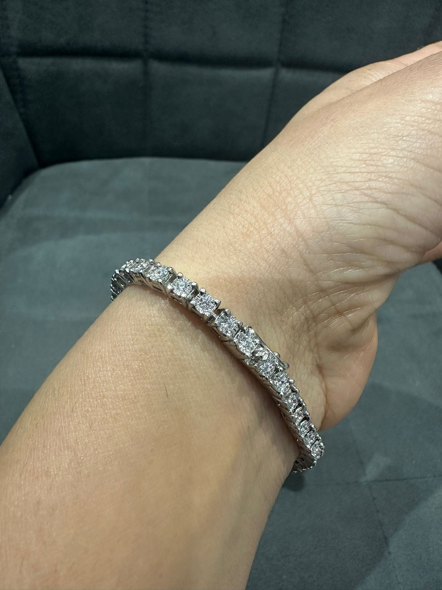 Lab Grown Diamond Illusion Set Tennis Bracelet in 925 Sterling Silver