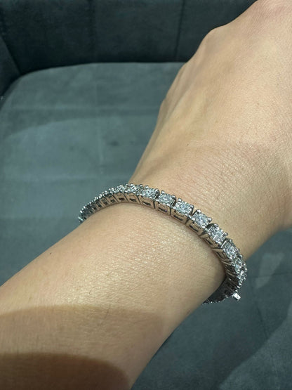 Lab Grown Diamond Illusion Set Tennis Bracelet in 925 Sterling Silver
