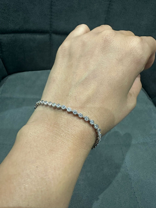 925 Sterling Silver 2.00 Carat Lab Grown Diamond Tennis Bracelet in Bezel Set