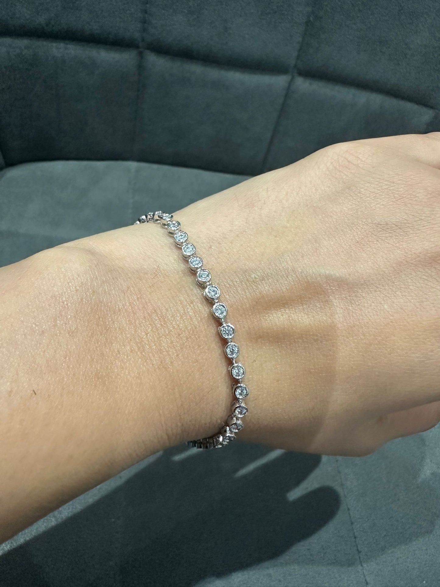 925 Sterling Silver 2.00 Carat Lab Grown Diamond Tennis Bracelet in Bezel Set