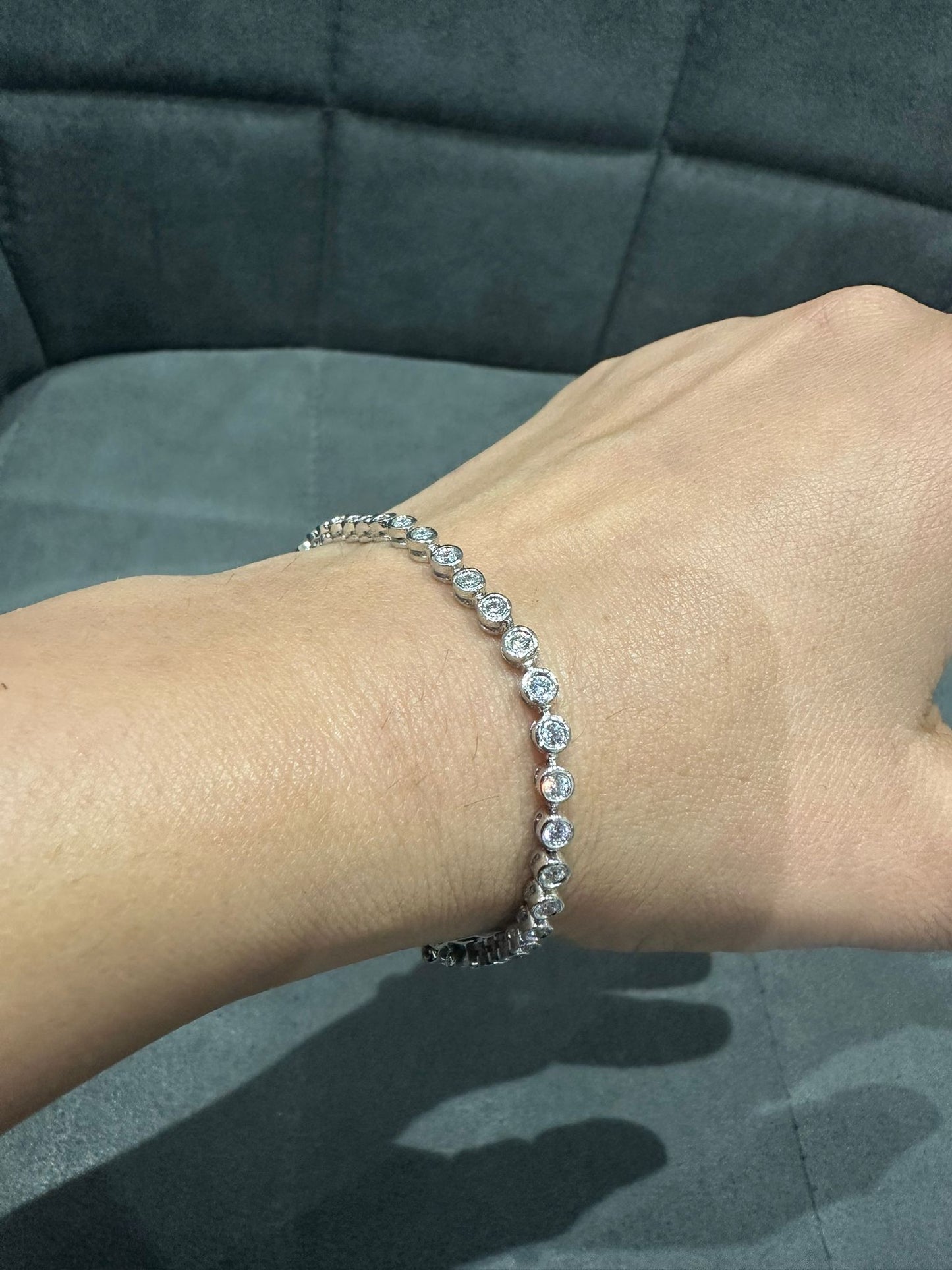 925 Sterling Silver 2.00 Carat Lab Grown Diamond Tennis Bracelet in Bezel Set